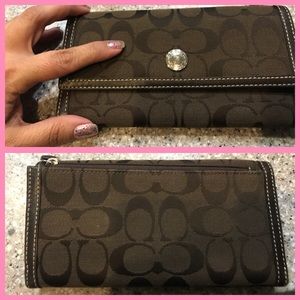 Chocolate monogram canvas Coach wallet